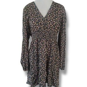 Mason and Belle Button-Front Smocked Floral Dress Size Medium